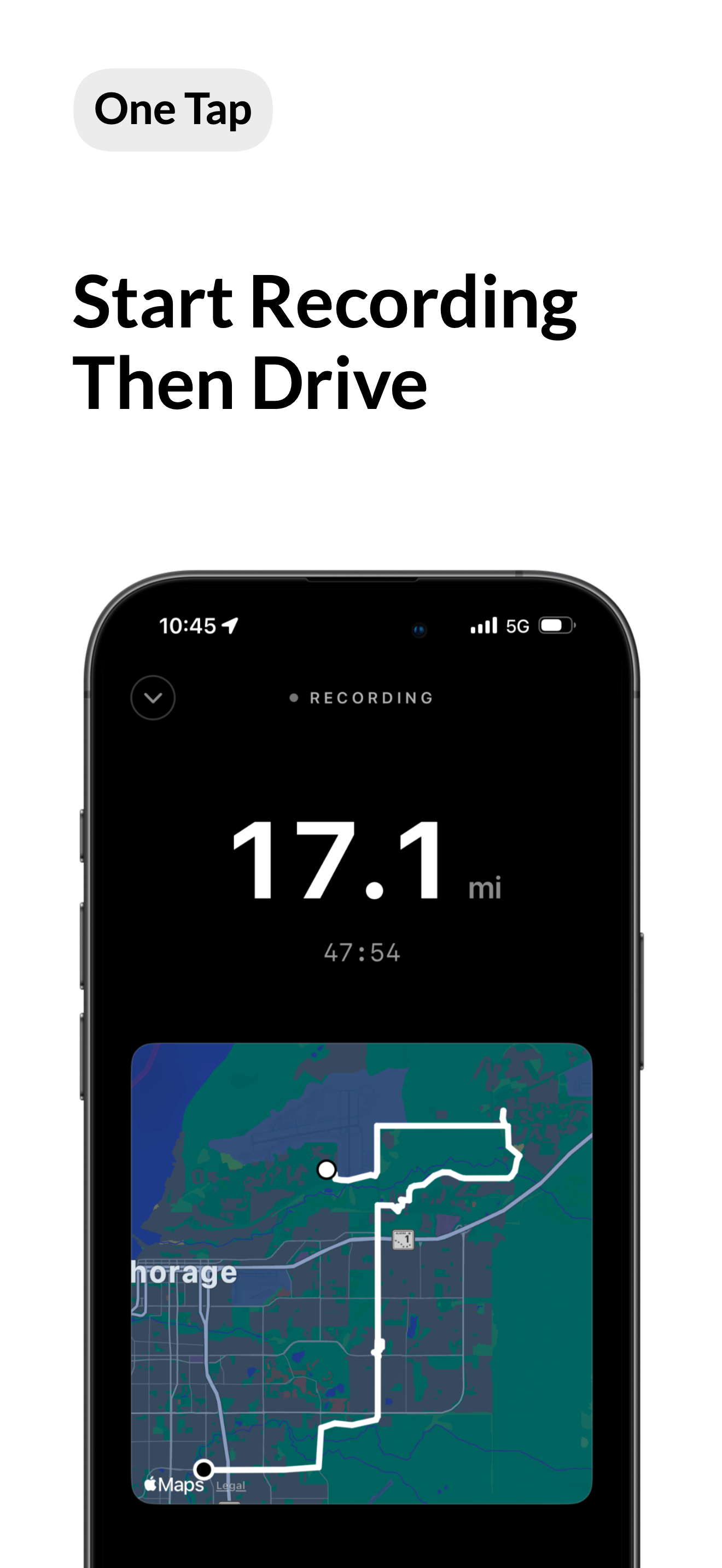 Mile Pilot active GPS trip recording with route map
