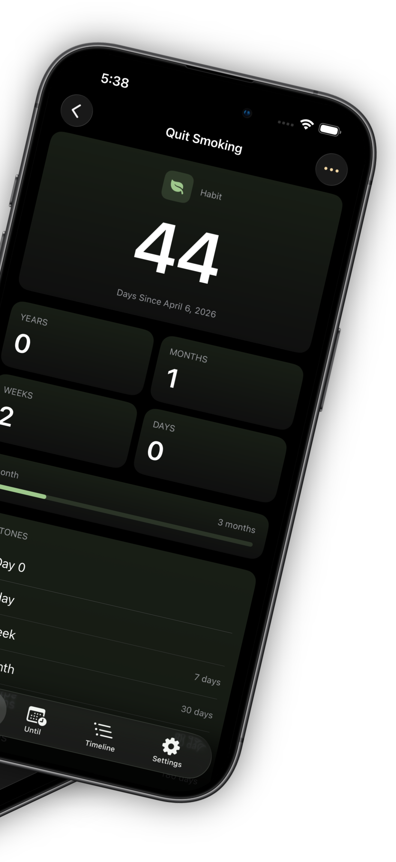 Milestone detailed days since counter with time breakdowns